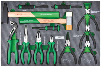 Набор инструментов, молотки, выколотки и губцевый, 13 пр. в мягком ложементе TOPTUL  GED1353